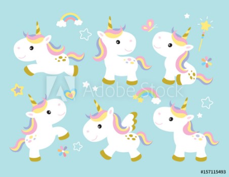 Bild på Vector illustration of cute unicorns